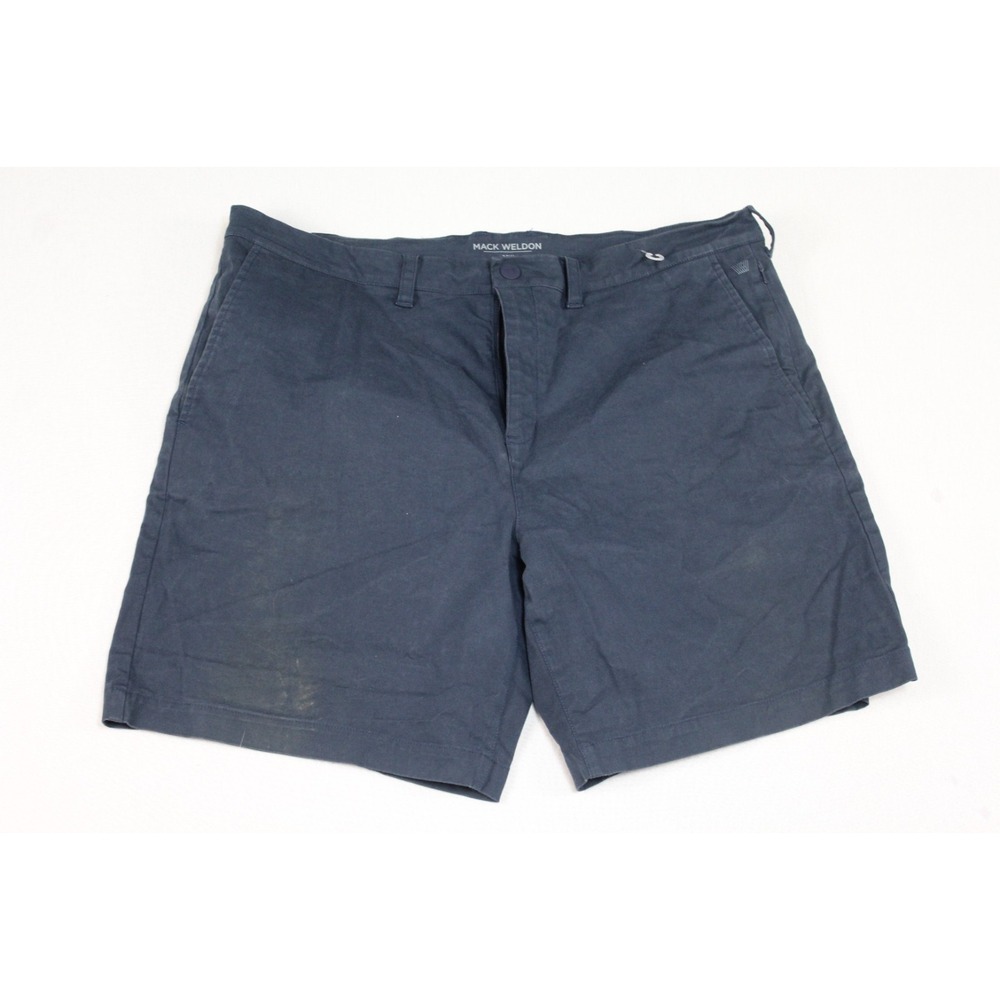 Mack Weldon Men Blue Shorts Chino Casual Snap Button Size 36W